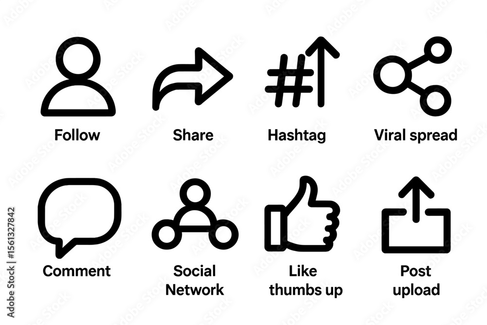 Poster simple social media icons grid vector illustration for digital design and web use