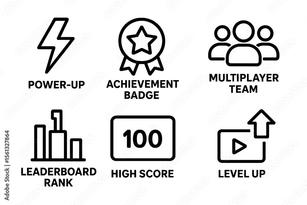 Poster gaming icon set vector illustration: simple design for ui and app development