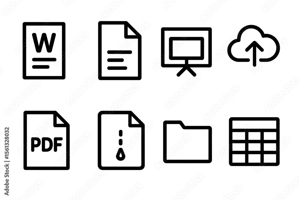Poster simple document icons grid vector illustration for digital applications and design projects