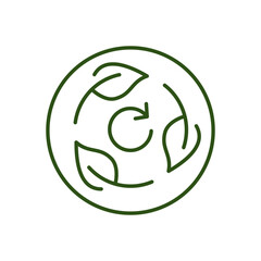 Eco cycle icon. Symbol of natural sustainability. Vector illustration. Editable stroke.