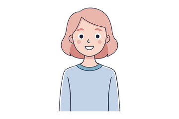 Smiling Woman's Portrait: A delightful illustration showcasing a cheerful young woman with a warm smile, radiating happiness and approachability. 