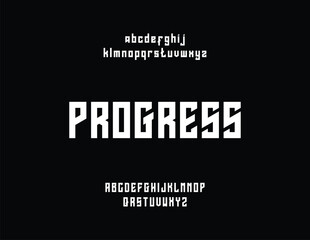 Bold, geometric sans-serif typeface showcasing uppercase and lowercase alphabets, with 