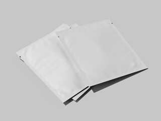 White Blank Instant Coffee Sachet Mockup 3D Rendering Single Serve Packaging