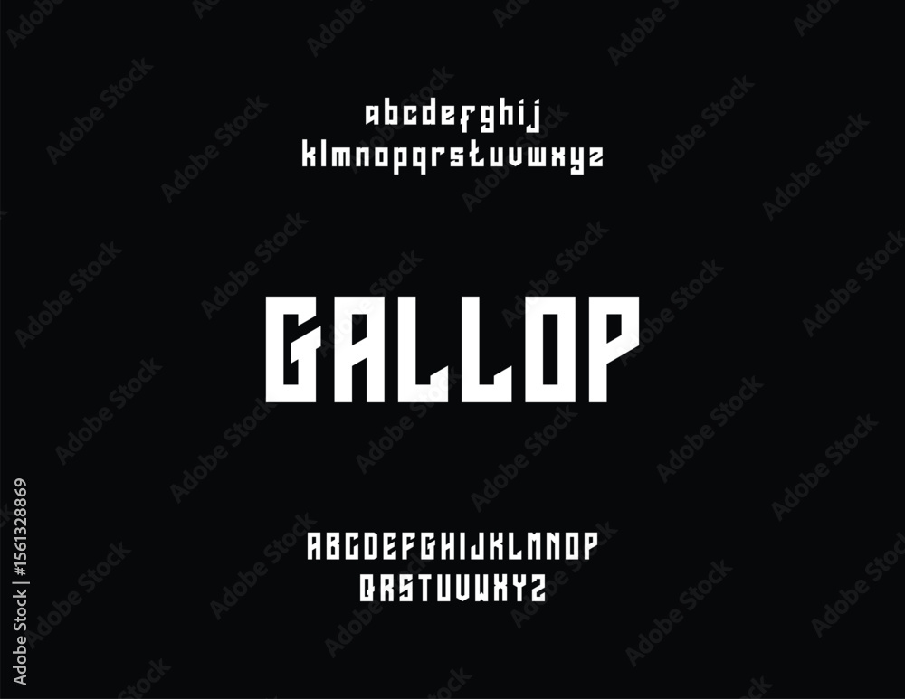 Poster display of a stylized sans-serif typeface called 