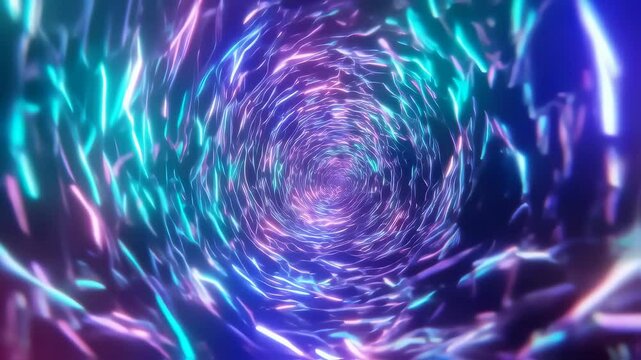 Descending vortex of iridescent glass in 360