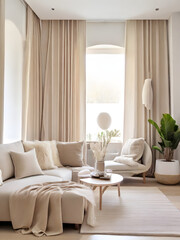 beige curtains in modern living room