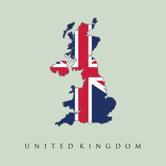 United Kingdom Map with Flag Design