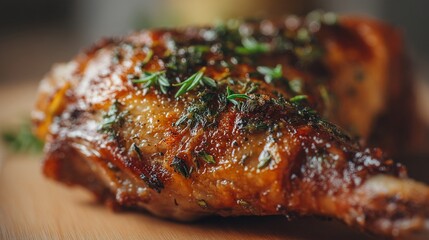 Thanksgiving Roasted Turkey Leg with Herbs for Thanksgiving dinner.