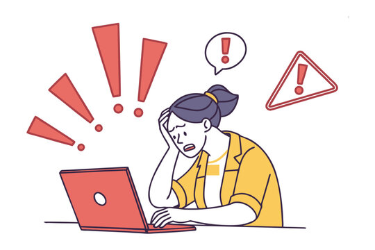 The Burden of Overload: A vector-style portrayal of a woman grappling with the pressures of the digital age.