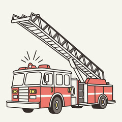 vector image fire truck with extedable 