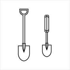 Shovel Icon. Gardening Vector Illustration. Construction Equipment Signs & Symbols.