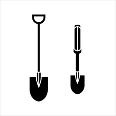 Shovel Icon. Gardening Vector Illustration. Construction Equipment Signs & Symbols.