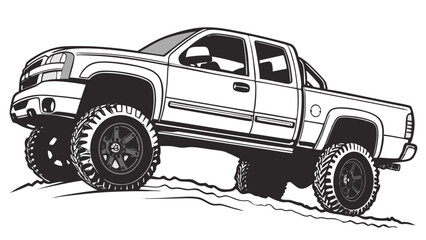 full vector illustration of a pickup truck with