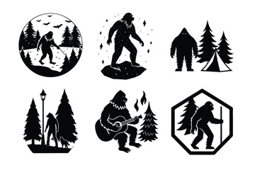 Collection of Bigfoot Silhouettes vector