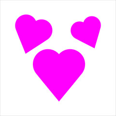 romantic heart icon, valentine's day. pink color artistic red heart love symbol isolated and editable.