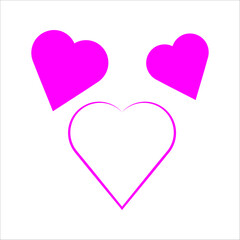 romantic heart icon, valentine's day. pink color artistic red heart love symbol isolated and editable.