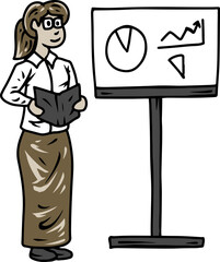 Woman Presenting with Charts