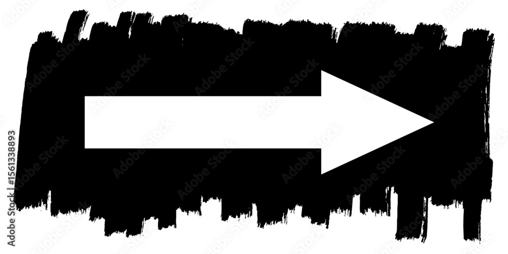 Poster arrow in grunge splat vector, ideal for dynamic directions, edgy pointers, or aggressive indicators.