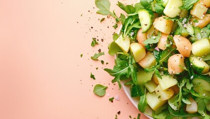 Potato salad with arugula and cucumber