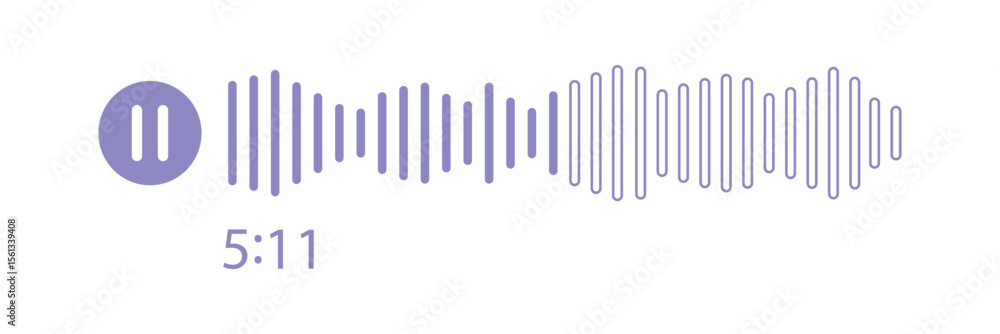 Poster pause button icon with spectrum noise equalizer. podcast soundwave line. record music player. mobile