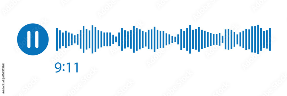 Poster pause button icon with spectrum noise equalizer. podcast soundwave line. record music player. mobile