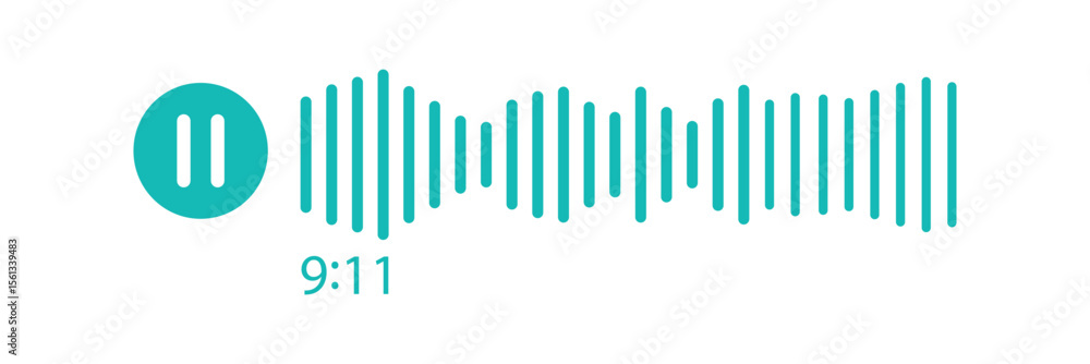 Poster pause button icon with spectrum noise equalizer. podcast soundwave line. record music player. mobile