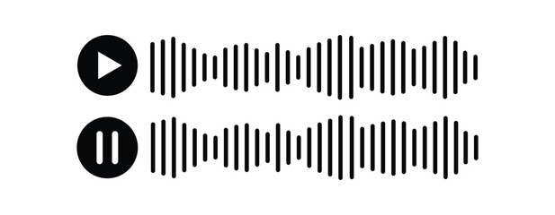 Audio Waveform Icon Set with Play and Pause Buttons – Sound Bar Vector Illustration for Music and Podcast UI.

.