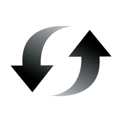 Arrows. Arrow with loop image. Cycle. Going around. Cycle. Reincarnation. Sustainability. Black. Arrow.