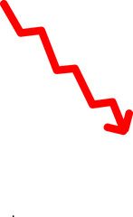 Red Down Arrow Icon: Isolated Business Downfall, Stock Market & Economic Decline