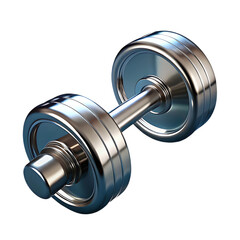 Single chrome dumbbell with reflections and shadows classic gym style