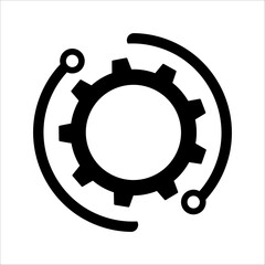 Technology development icon, innovation concept, system integration, software business, technical support, intelligent solutions.
