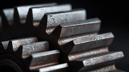 Industrial gear wheels with metallic textures, symbolizing precision and mechanical power