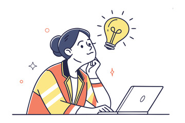 Eureka Moment: An individual on the cusp of innovation, sparked by a brilliant idea, a radiant light bulb illuminating their creative mind.