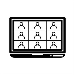 Online meeting workspace via Teleconferencing, Web Video Conference Call Display on Screen. Video conference vector flat design illustration.