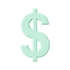 Obraz premium Soft mint green 3d dollar sign isolated on transparent background