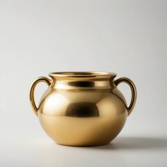 Polished Golden pot isolated on white background