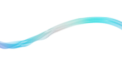 Curved light ribbon with blue gradient on transparent background
