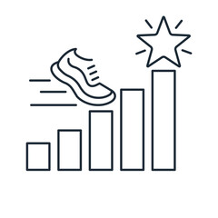 Fast achievement of success. Business promotion. Vector linear icon illustration isolated on white background.