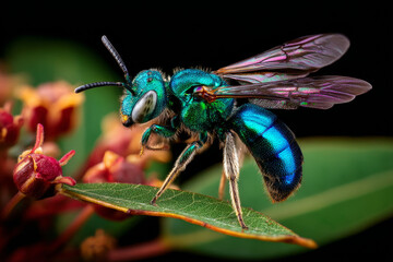 macro shot of a fly on a plant