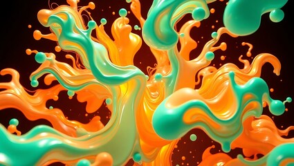 Abstract Orange and Green Liquid Splash