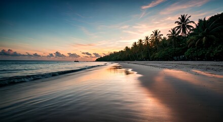 Spectacular Sunset over Tropical Beach Golden Hour Paradise