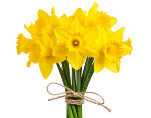 Rustic Bouquet of Daffodils Tied with Twine, isolated on a transparent background © Shamim