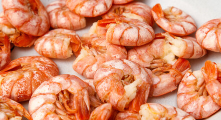 A pile of shrimp with a white background