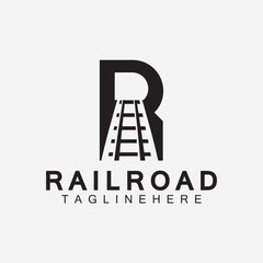 R letter Railroad logo design template