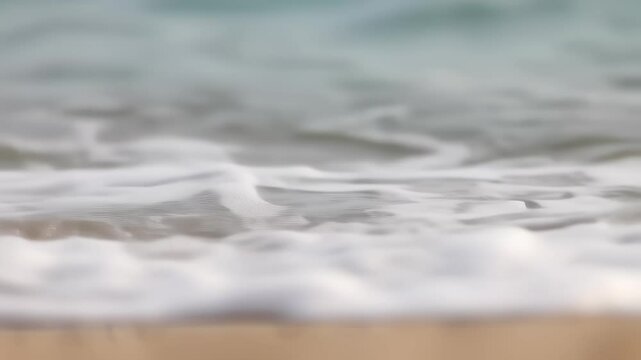 Crashing wave on beach in macro view