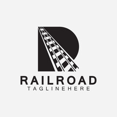 R letter Railroad logo design template