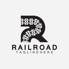 R letter Railroad logo design template