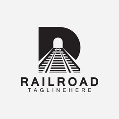 R letter Railroad logo design template