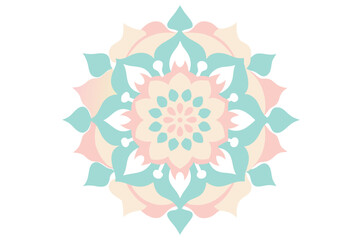 Soft pastel floral mandala pattern with intricate round decorative elements