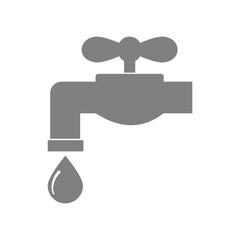 Tap with water drop on white background.